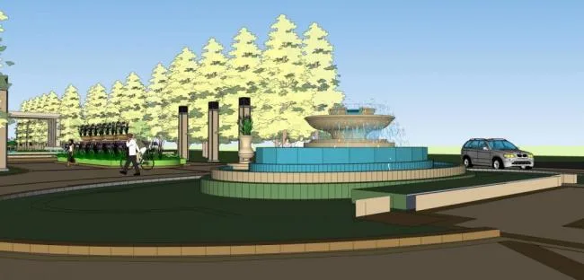 Sketchup Landscape Model | China Resources Central Park, Landscape, Entrance, Urban Sketch, Dam, European Style, Guard Room