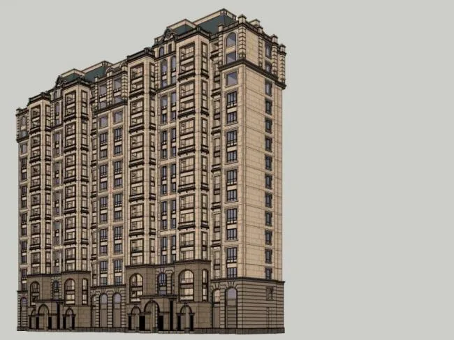 Sketchup Residential Model | High rise residential building, French style, residential architecture, classical style