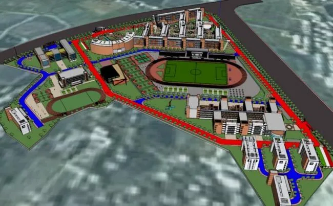 Sketchup School Model | Multi story Elementary School Overall Planning, Campus Educational Architecture, Modern Style