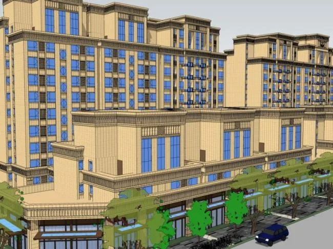 Sketchup Residential Model | High rise Residential Complex, Classical Style