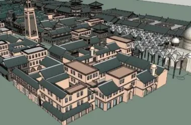 SketchUp Business Model: Xinjiang Tianshan Islamic Multi-Story Antique Commercial Street in Chinese Style-BIM WORLD