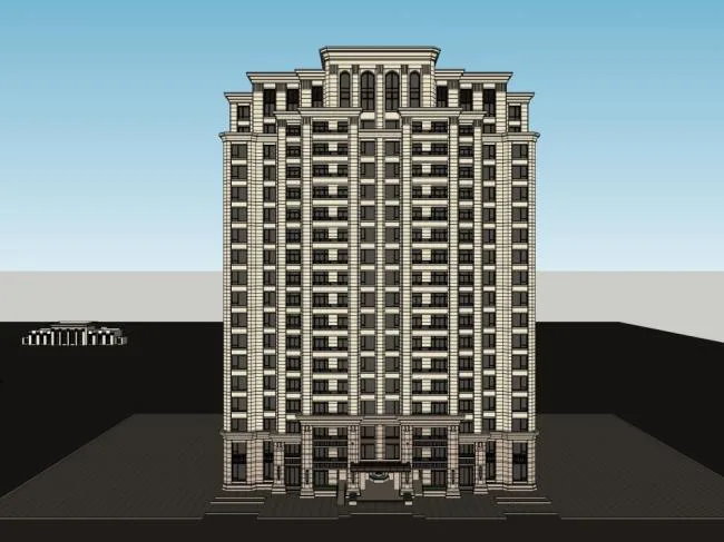 Sketchup Residential Model | High rise residential complex, classical style, 19 floors