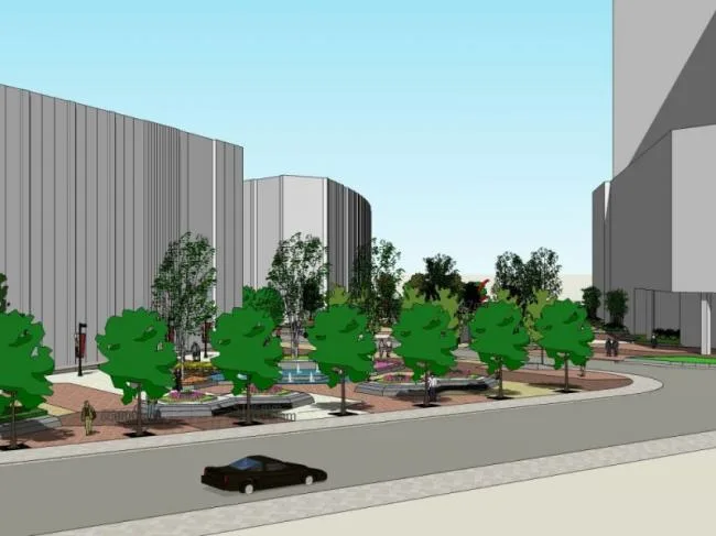 Sketchup Landscape Model | Square Landscape, Modern Style