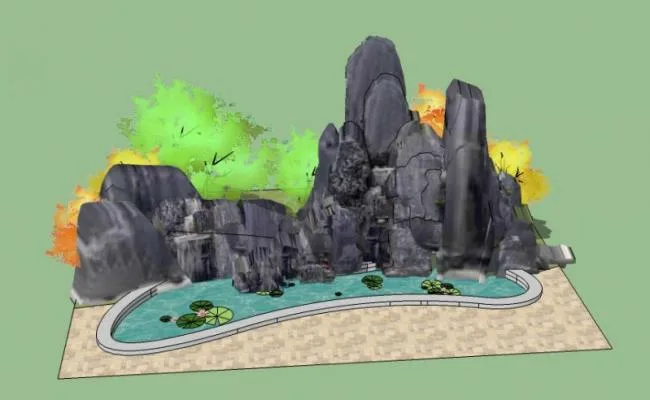 Sketchup Material Model | Rockery Landscape Sculpture Sketch Model Material Component