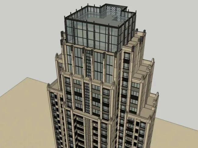 Sketchup Residential Model | Super high-rise residential building, classical style