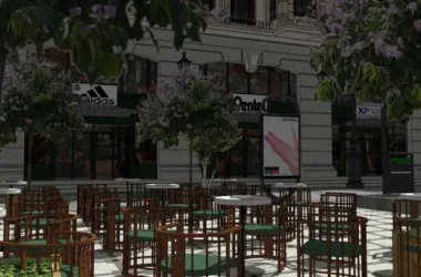 SketchUp Business Model: Multi-Story Commercial and Pedestrian Street in Classic Style-BIM WORLD