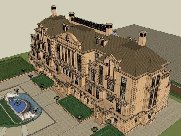 Sketchup Villa Model | Townhouse, Garden Villa, Classical Style