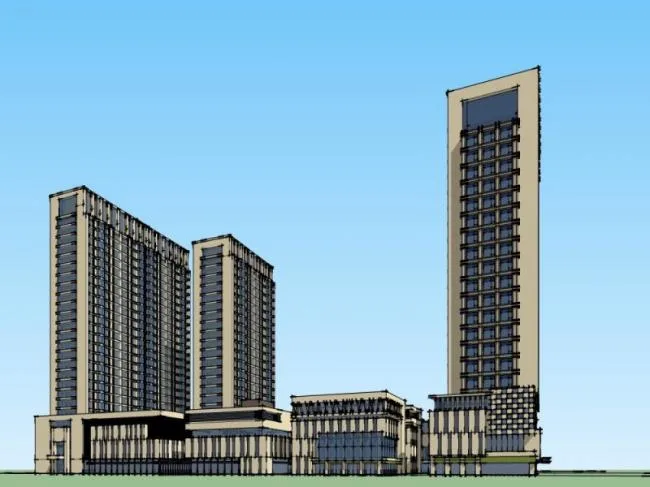 Sketchup Complex Model | Multi story Commercial Complex, Residential, Office, Classical Style