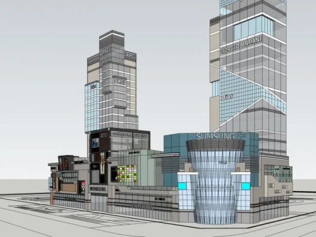Sketchup Complex Model | Multi story Commercial Complex, Modern Style