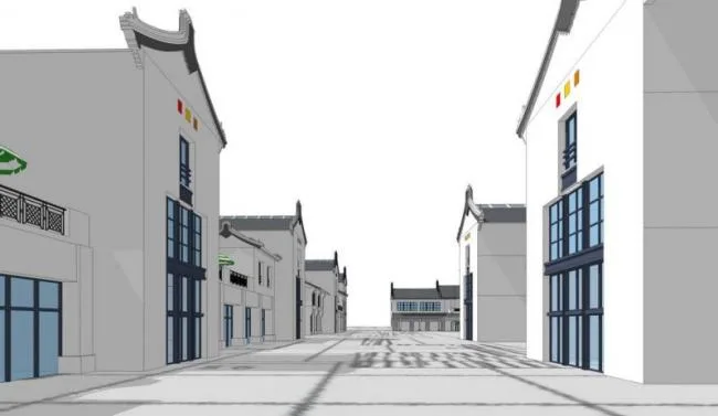 Sketchup Business Model | Multi story Hakka Commercial Street, Chinese Style