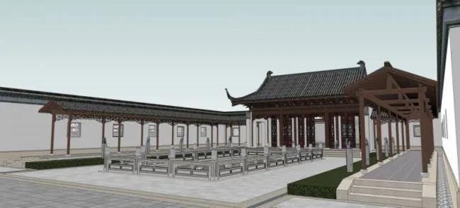 SketchUp Residential Model Featuring Chinese-Style Landscape Design