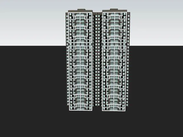 Sketchup Residential Model | High rise residential building, modern style, 30 floors