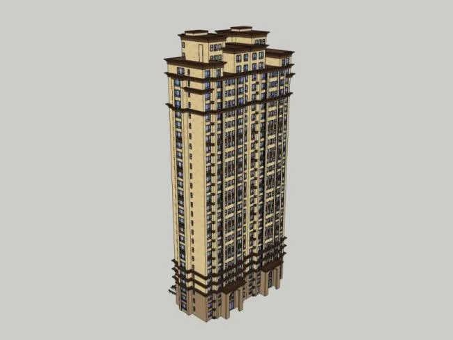 Sketchup Residential Model | High rise Residential Buildings, Classical Style