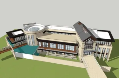 SketchUp Business Model: Modern Multi-Story Commercial Club Design-BIM WORLD