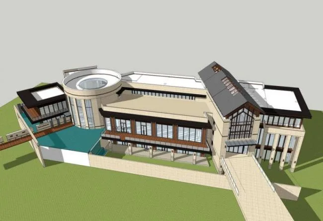 SketchUp Business Model: Modern Multi-Story Commercial Club Design