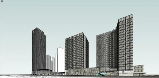 Sketchup Complex Model | Super high-rise commercial complex, office, hotel, residential, modern style