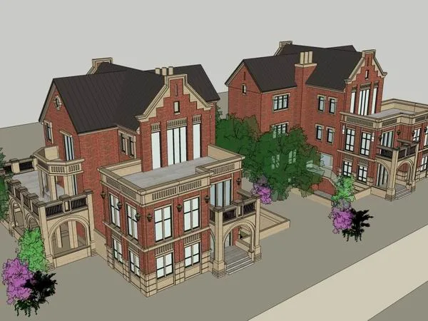 Sketchup Villa Model | Twin Villa, Classical Style
