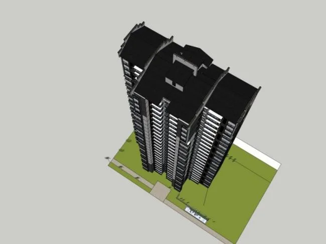 Sketchup Residential Model | High rise Residential Buildings, Modern Chinese Style