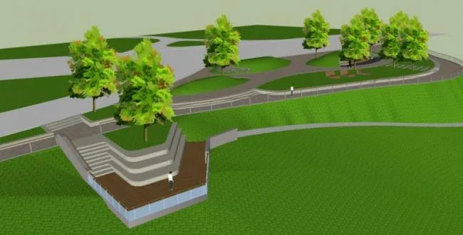 Sketchup Landscape Model | Observation Deck Landscape, Modern Style