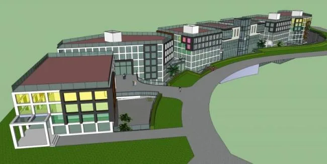 Sketchup office model | Multi story office park, sunken, modern style