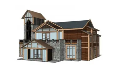 SketchUp Cultural Model: Multi-Story Reception Center in Modern Chinese Style-BIM WORLD