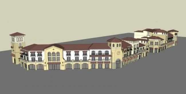 Sketchup Business Model | Multi story Commercial Street, European Spanish, Classical Style