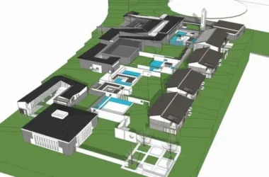 SketchUp Office Model: Small Low-Rise Office Building in New Chinese Style for Research Parks-BIM WORLD