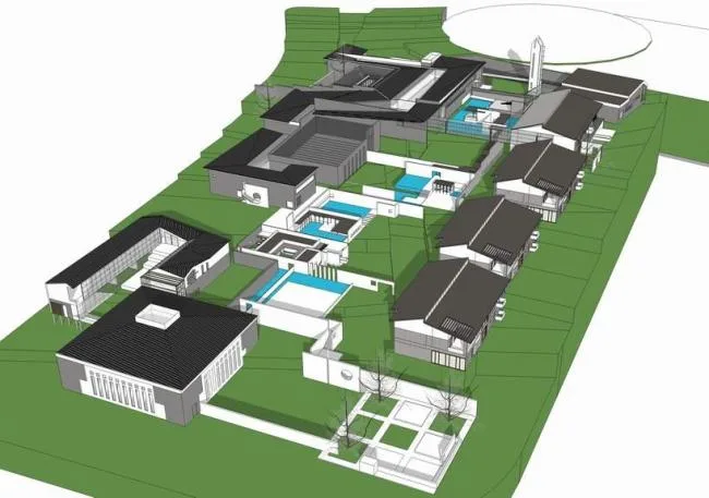SketchUp Office Model: Small Low-Rise Office Building in New Chinese Style for Research Parks