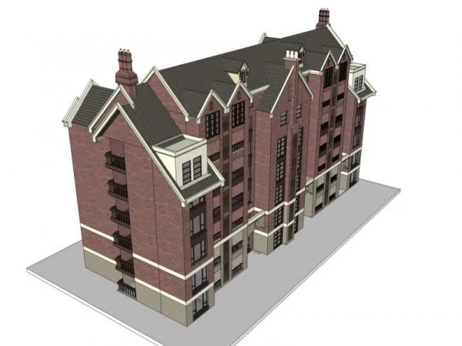 Sketchup Residential Model | Multi-story Residential Building, European Style, Classical Style
