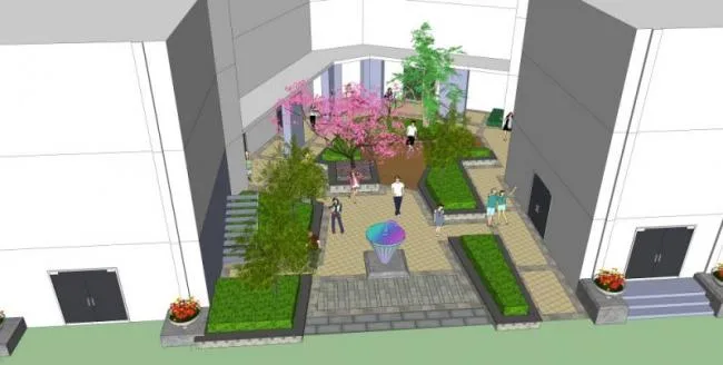 Sketchup Landscape Model | Campus Landscape, School Landscape, Modern Style
