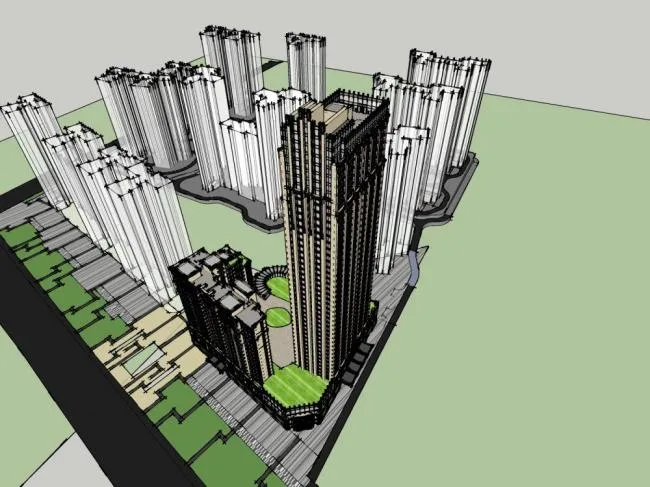 Sketchup Complex Model | Super high-rise commercial complex, modern style, hotel office