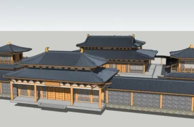 SketchUp Model of a Multi-Story Ancient Chinese Temple Complex-BIM WORLD
