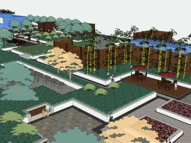 Sketchup Landscape Model | Roof Garden Landscape, Modern Style