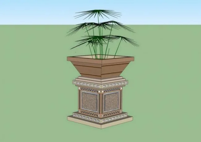 SketchUp Material Model: European-Style Flowerpot, Flower Bowl, and Landscape Sculpture Components