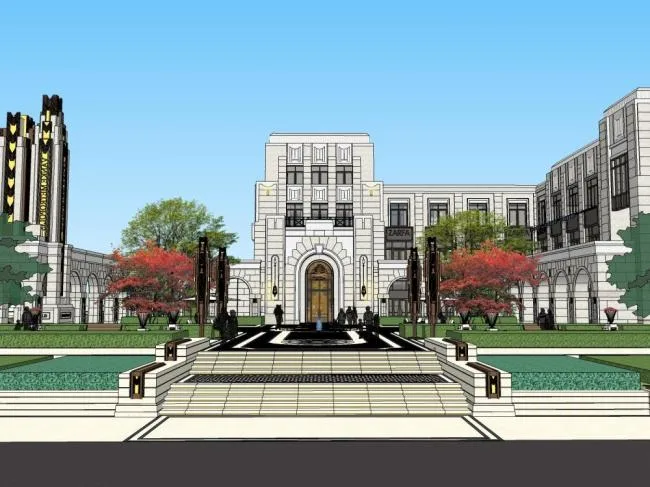 SketchUp Business Model: Modern Commercial, Entertainment, and Leisure Facilities Showcase