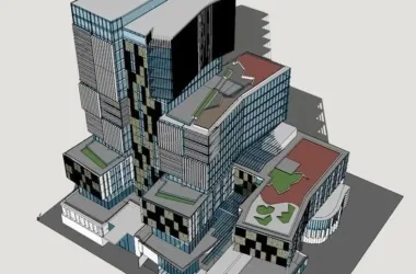SketchUp Complex Model: Multi-Story High-Rise Mixed-Use Commercial Center in Modern Style-BIM WORLD