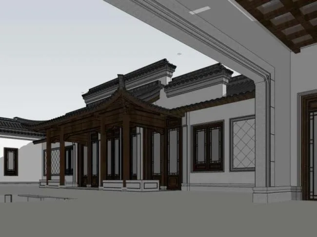 SketchUp Model of Ancient Chinese Multi-Story Courtyard Architecture