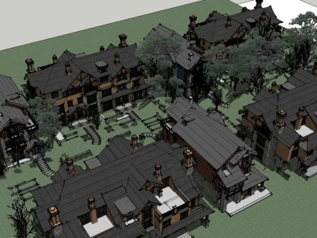 Sketchup Villa Model | Twin Villa Cluster, Classical Style