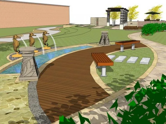 Sketchup Landscape Model | Courtyard Garden Landscape, European Style, Classical Style