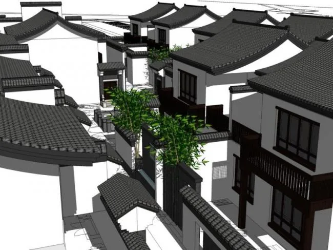 Sketchup Villa Model | Villa Residential Complex, Chinese Style