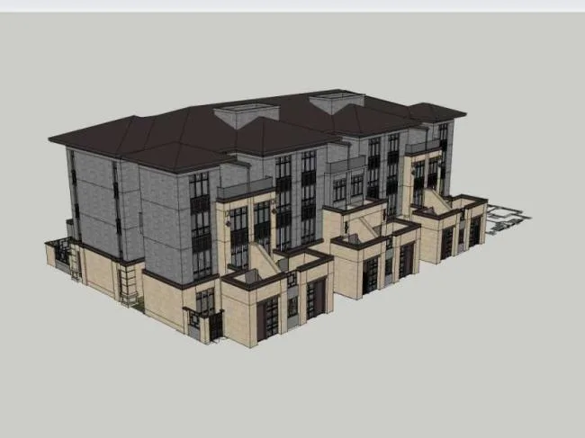 Sketchup Villa Model | Multi row Villa, Modern Chinese Style