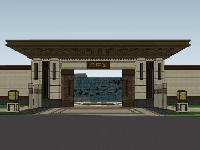 Sketchup Business Model | Sales Office, New Chinese Style, Commercial Architecture
