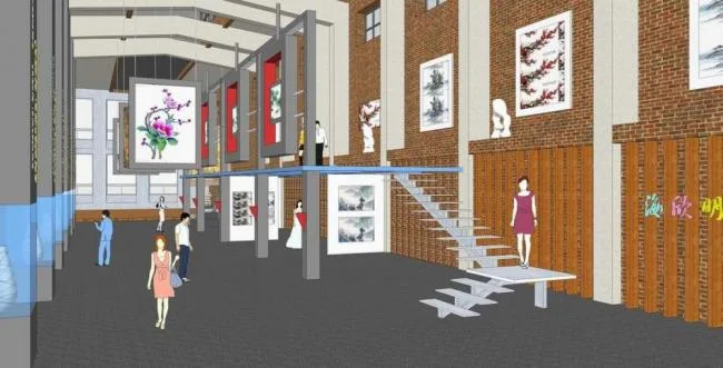 Sketchup Cultural Model | Factory Renovation Cultural Center, Multi story Museum, Cultural Architecture, Modern Style