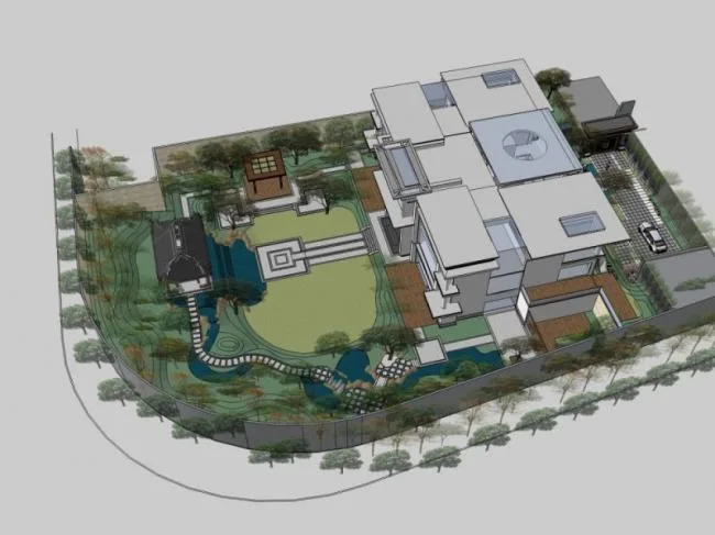 Sketchup Landscape Model | Courtyard Landscape, Chinese Style