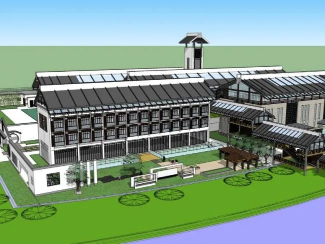 Sketchup Cultural Model | Multi-story Exhibition Hall, Cultural Architecture, Chinese Style