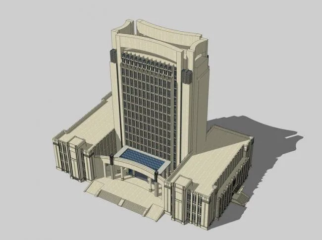 Sketchup Office Model | High rise Administrative Office Building, Neoclassical Style