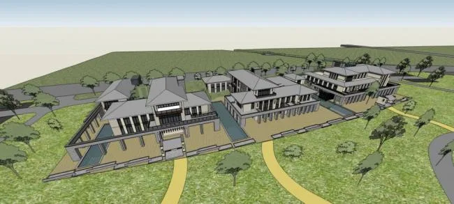 Sketchup Villa Model | Lake Villa Cluster, Chinese Style, Multi story Residential Building, Single Family Villa