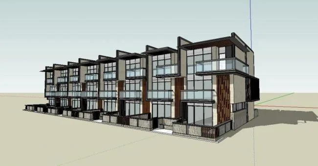 Modern Multi-Row Villa Model in SketchUp