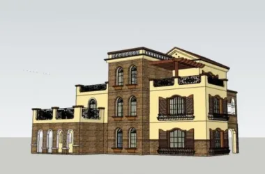 Spanish-Style Classical Villa SketchUp Model | Solo Villa Design-BIM WORLD