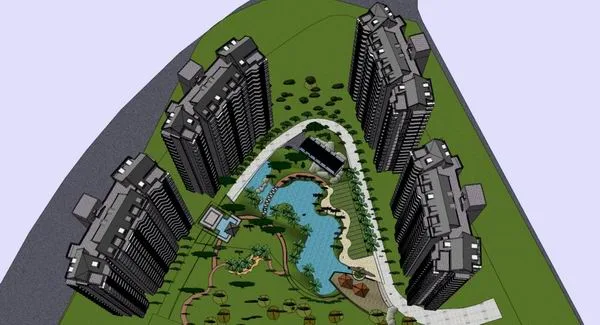 Sketchup Residential Model | High rise Residential Buildings, Landscape Parks, Modern Style